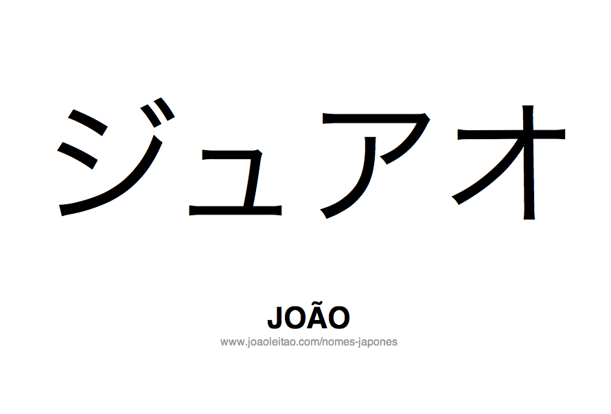Nome JOÃO escrito em Japonês